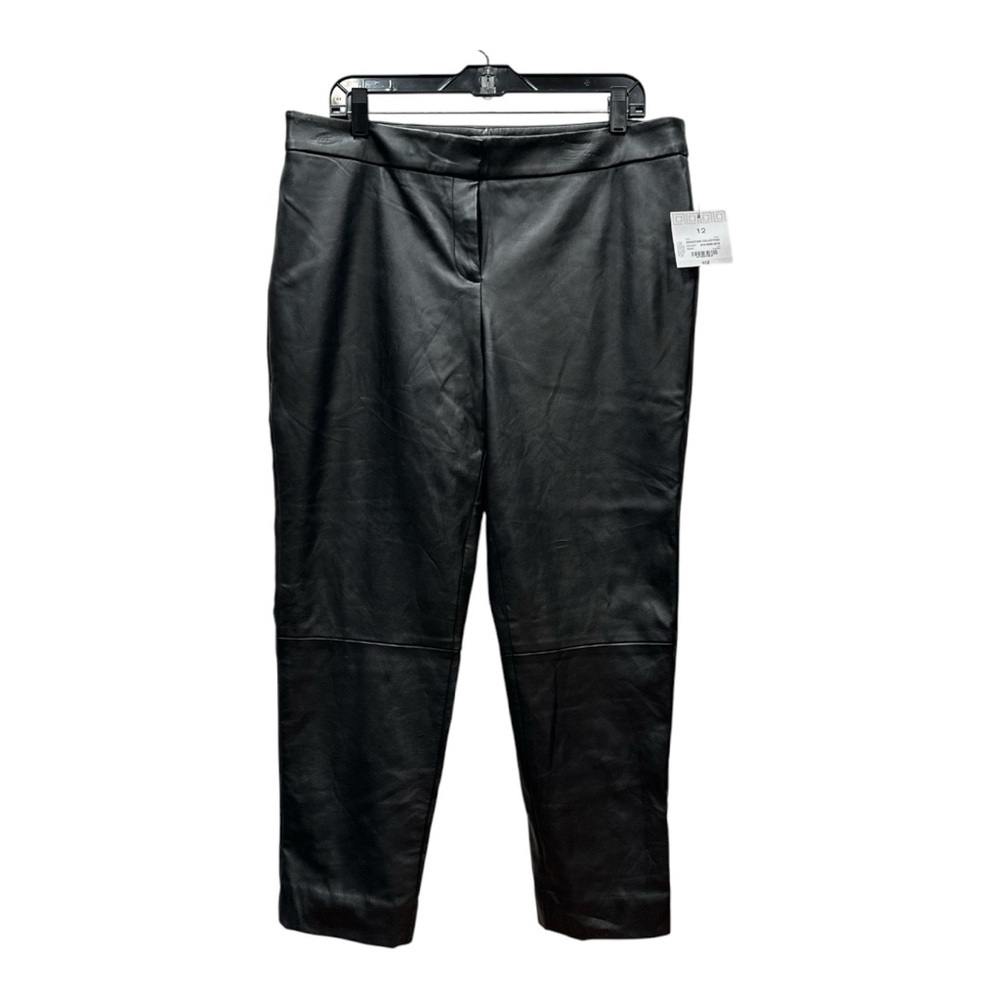 NWT- Liz Claiborne Soft Faux Leather Pants Black Highrise Straight‎ Leg Sz 12